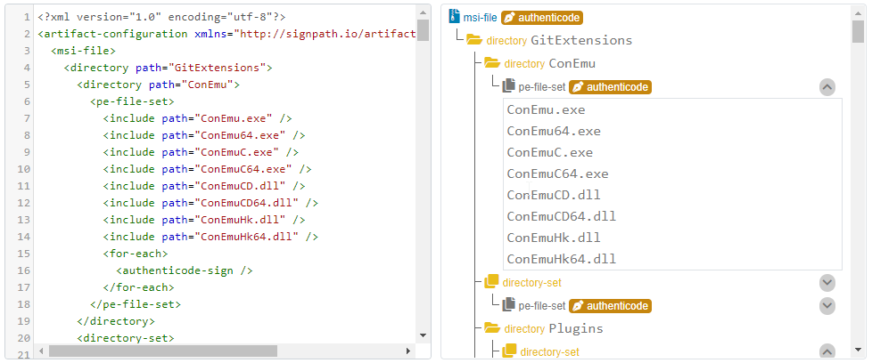 Artifact configuration XML