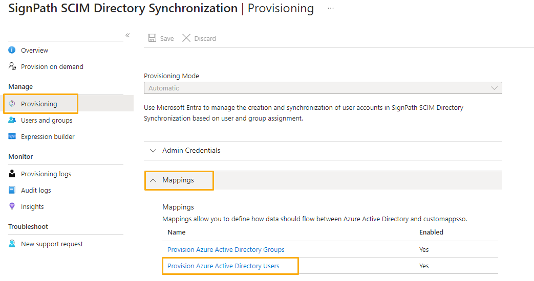 Microsoft Entra ID - select mapping