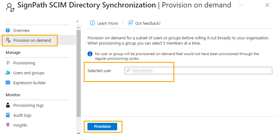 Microsoft Entra ID - test provisioning